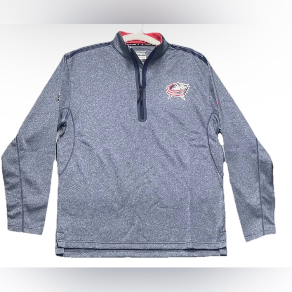 Authentic Pro Fanatics Hunk Quarter-Zip Pullover Sz M‎ NHL  Columbus Blue Jacket